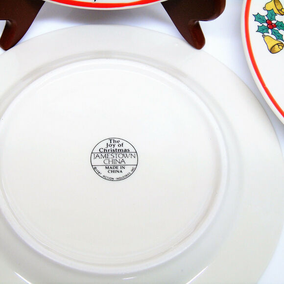 Set (4) JOY OF CHRISTMAS PLATES 7.5" Dessert Salad Jamestown China Action 1987 - Picture 5 of 8